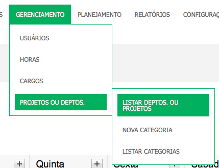 Listar projetos ou departamentos no Flowup