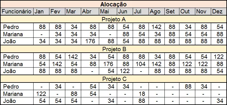 alocação por projeto - como gerenciar o custo de um funcionário