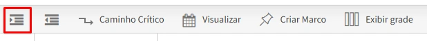 Exemplo de hierarquia entre tarefas principais e subtarefas no Diagrama de Gantt do FlowUp