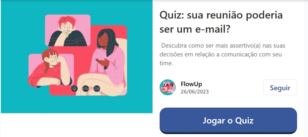 Ilustração de uma videoconferência com três pessoas, representando reuniões que poderiam ser substituídas por um e-mail.