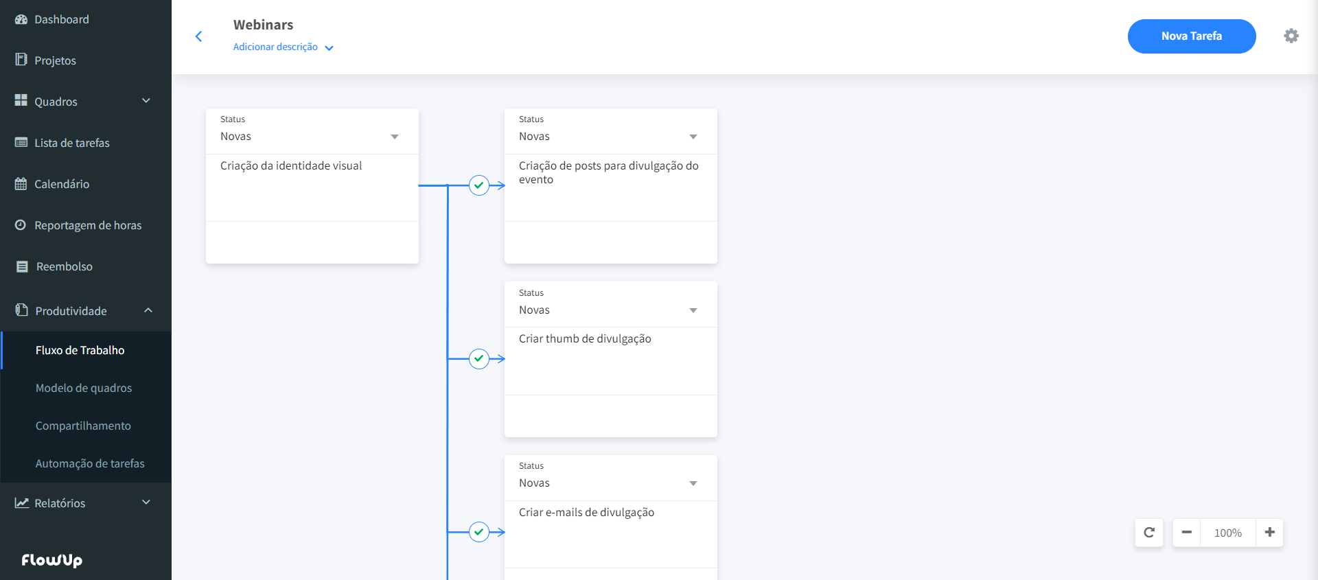Fluxo de trabalho no Flowup