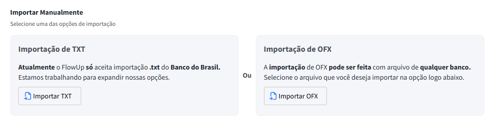 conciliação manual OFX no FlowUp