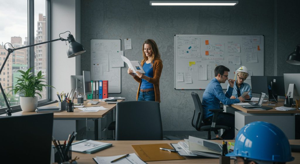 arquitetos brasileiros em seu escritório 